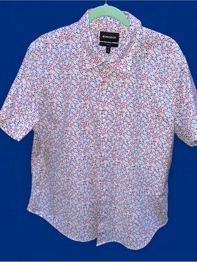 Bonobos Short-Sleeve Button-Down with Orange and Navy Floral Print - Slim Fit